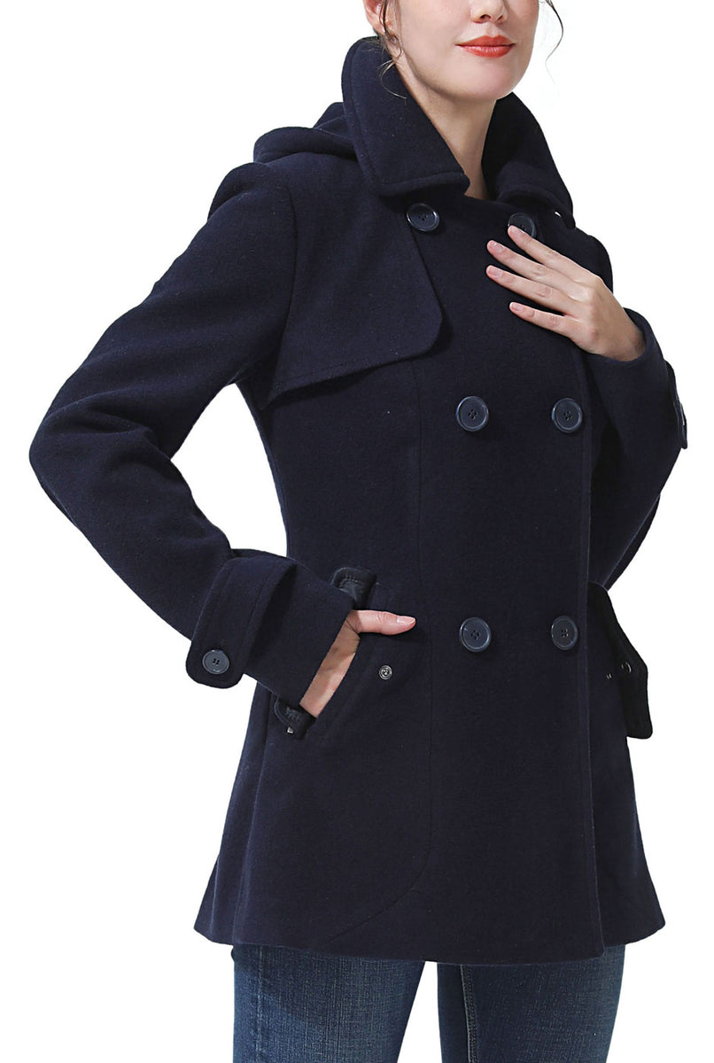 Women's navy pea sales coat wool