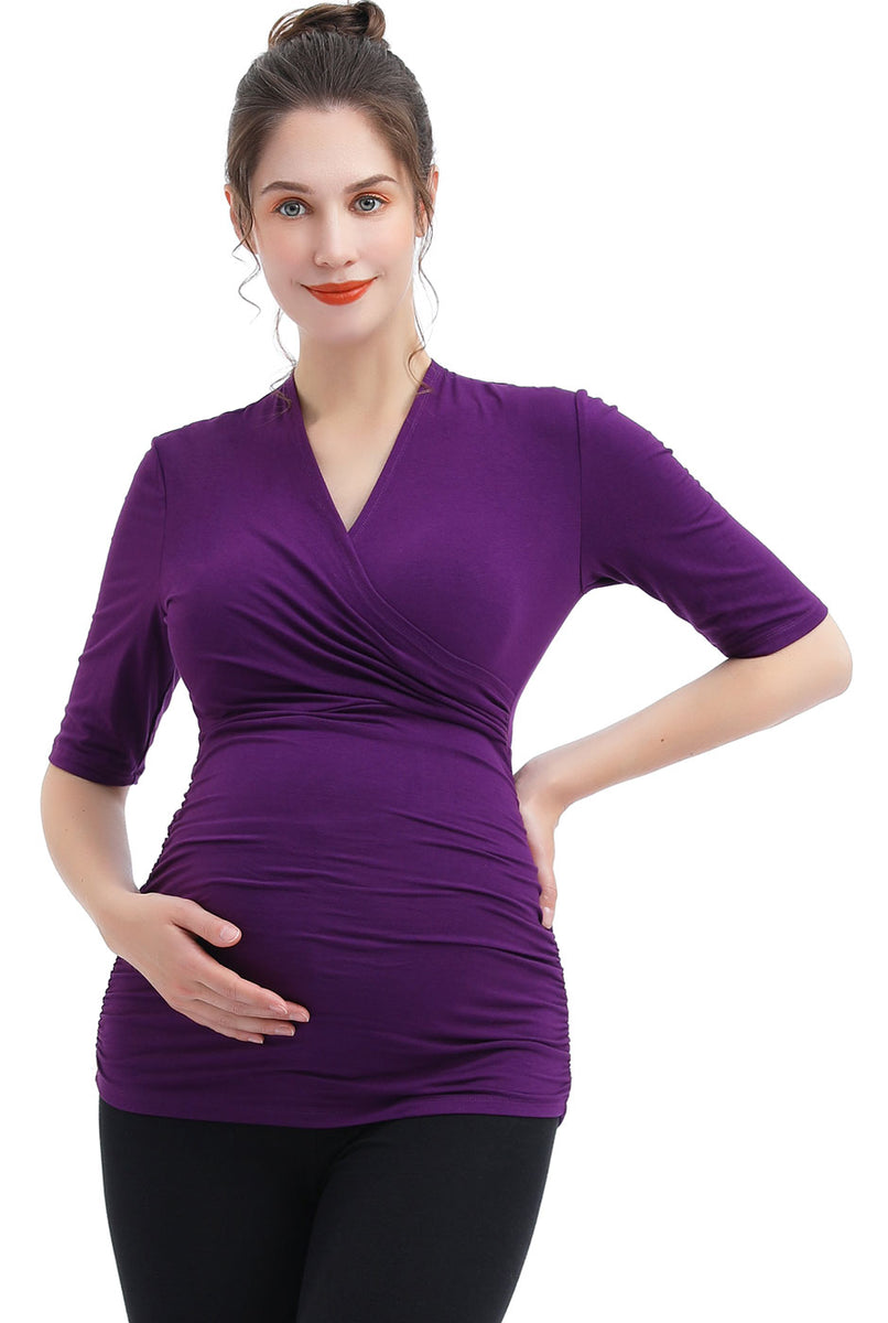 Women Kimi & Kai Maternity  Maternity Essential V Neck Ruched Nursing Top  Navy » Cynthiasale