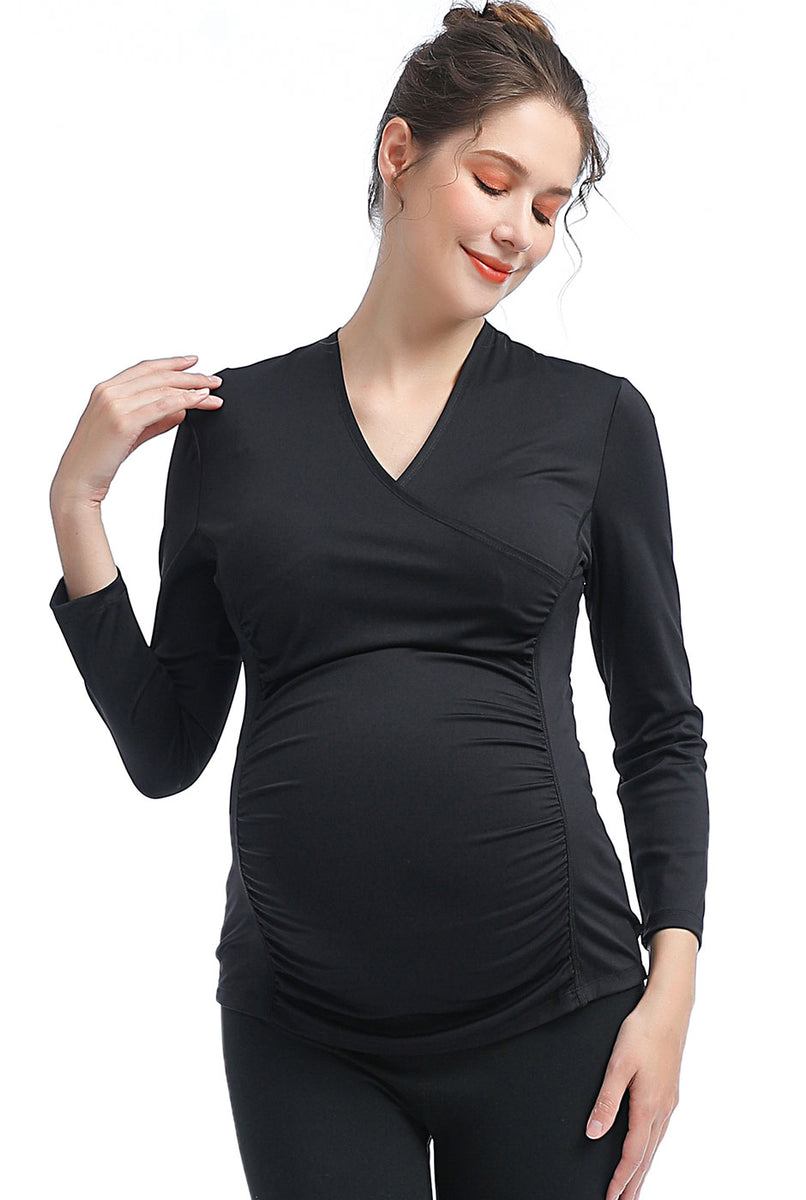 Kimi + Kai Maternity Essential V Neck Ruched Nursing Top – kimi + kai