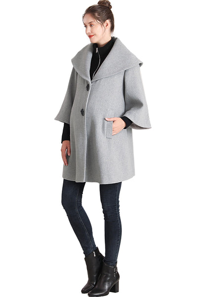 Kimi + Kai Maternity "Aanya" A-Line Wool Coat with Removable Bib