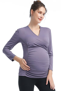 Kimi + Kai Maternity Essential V Neck Ruched Nursing Top – kimi + kai