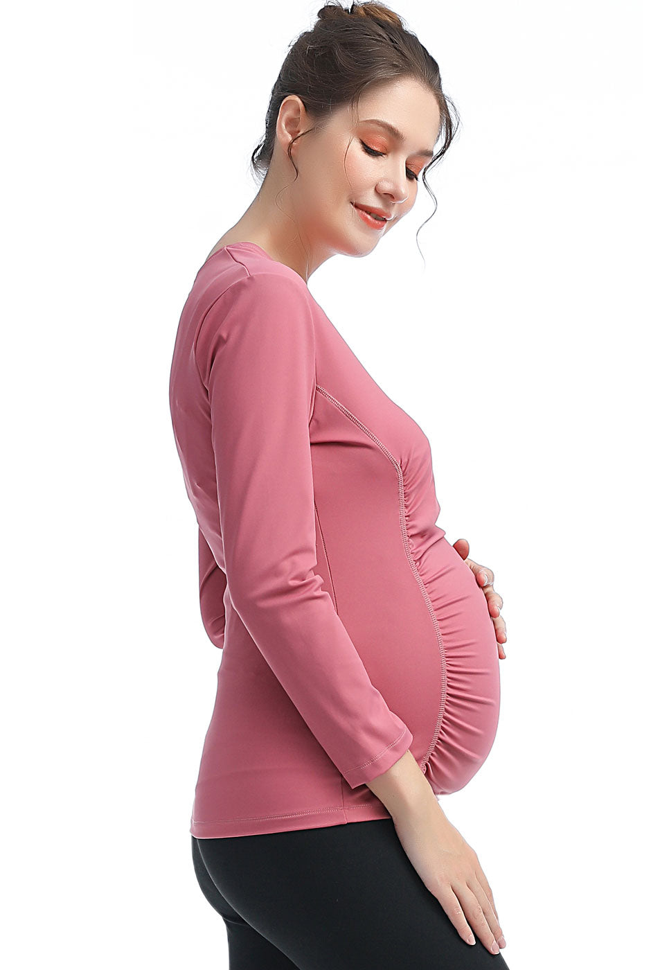 Kimi + Kai Maternity Essential V Neck Ruched Nursing Top
