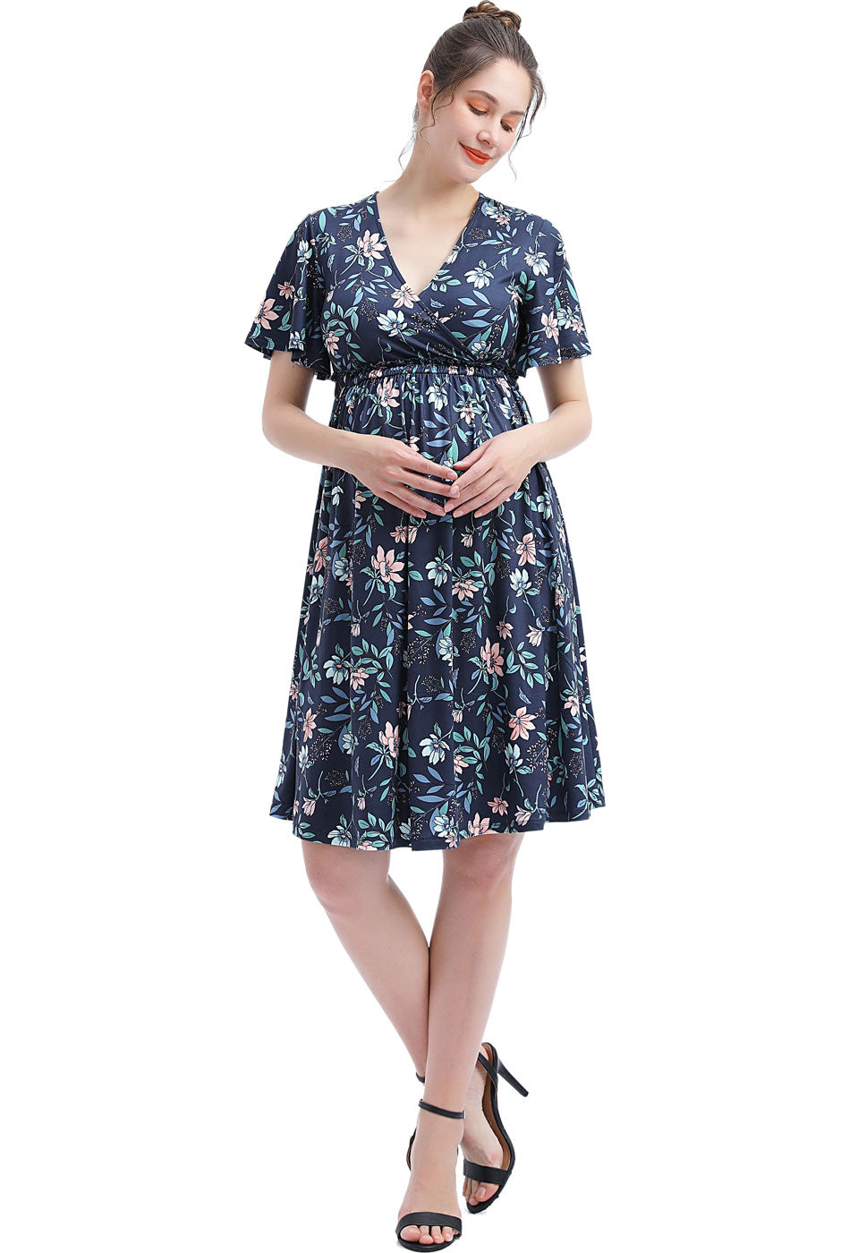 Maternity Floral Print Faux-Wrap Dress